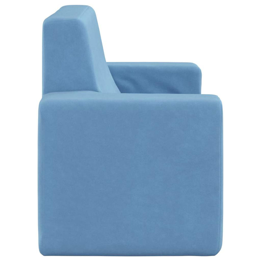 Kinderbank 2-zits zacht pluche blauw