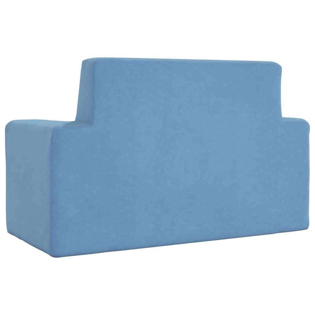Kinderbank 2-zits zacht pluche blauw