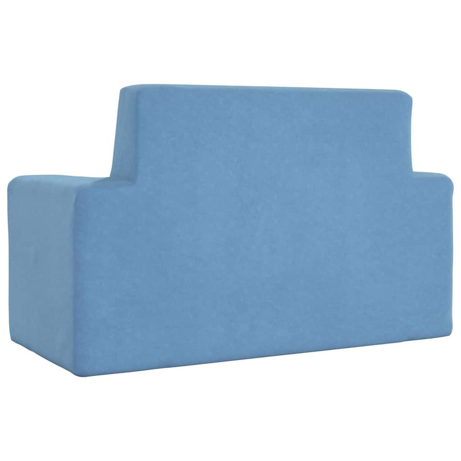Kinderbank 2-zits zacht pluche blauw