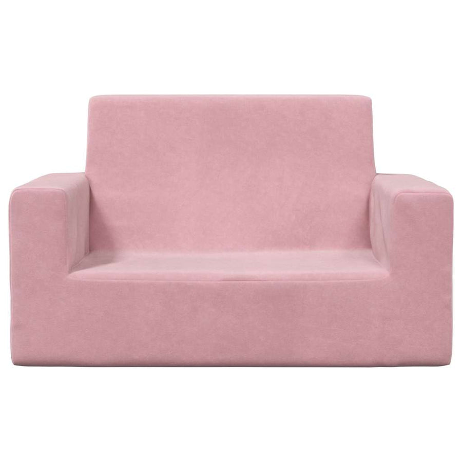 Kinderbank 2-zits zacht pluche roze