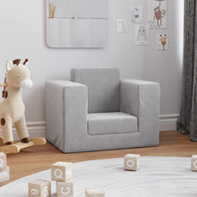 Kinderslaapbank zacht pluche lichtgrijs