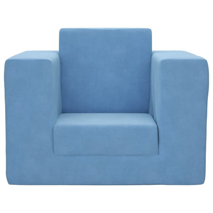 Kinderslaapbank zacht pluche blauw