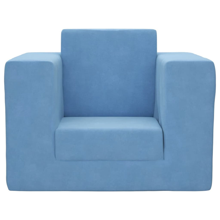 Kinderslaapbank zacht pluche blauw