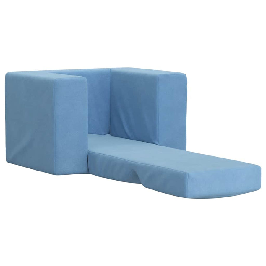 Kinderslaapbank zacht pluche blauw
