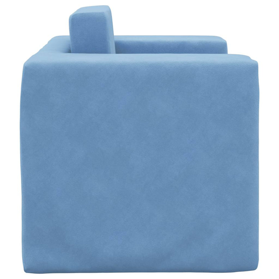Kinderslaapbank zacht pluche blauw