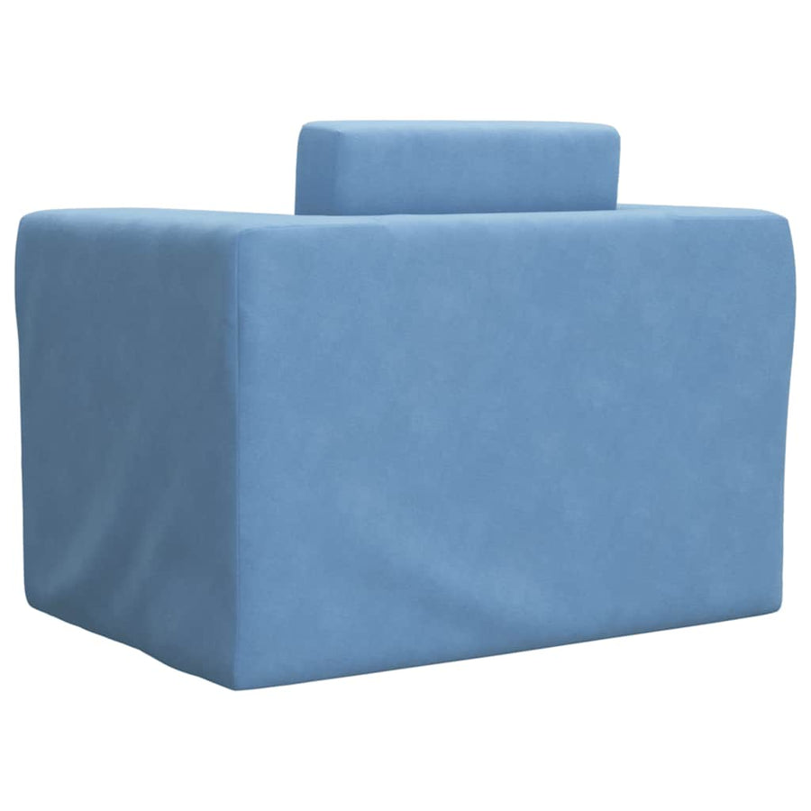 Kinderslaapbank zacht pluche blauw