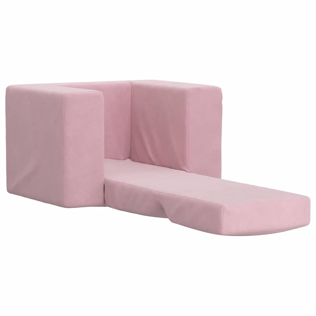Kinderslaapbank zacht pluche roze