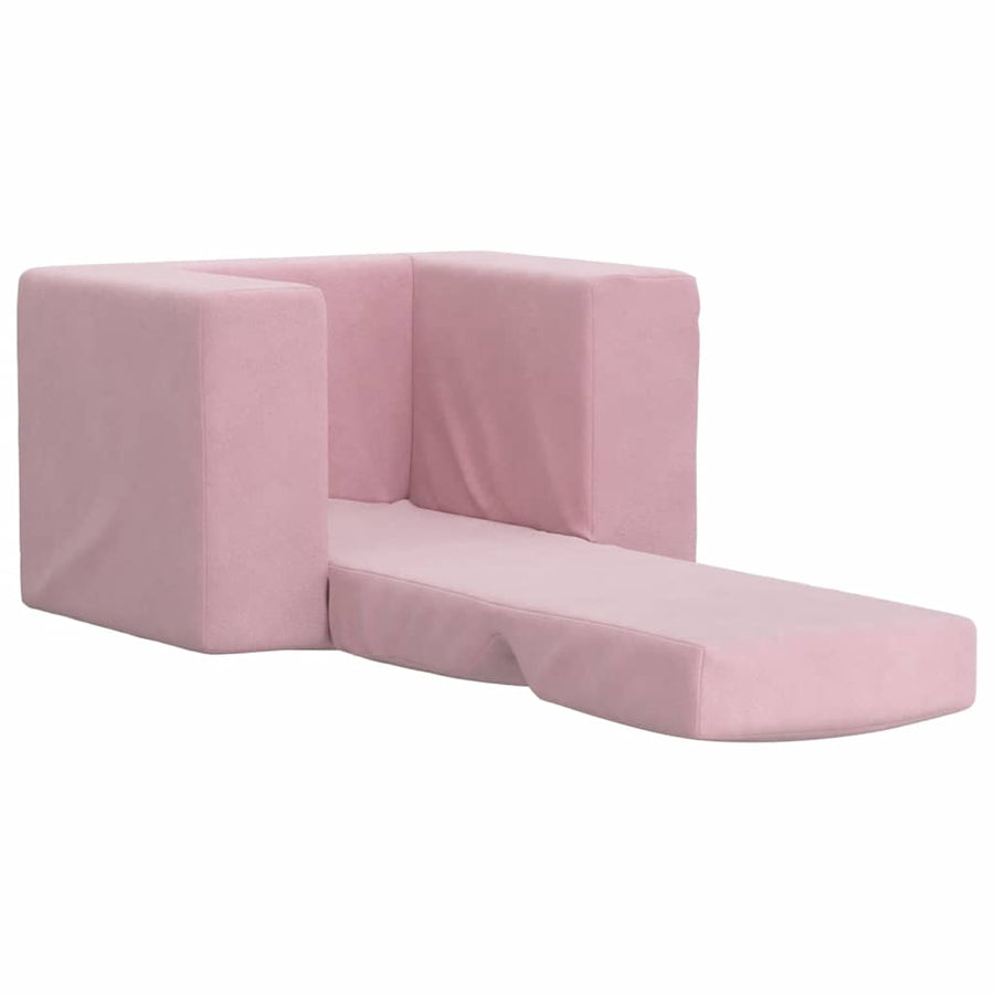Kinderslaapbank zacht pluche roze