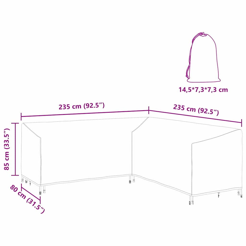 Hoes voor tuinmeubelen Zwart 235 x 235 x 80 cm 600D Oxford Stof