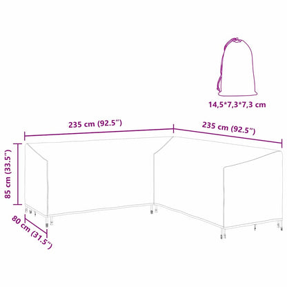 Hoes voor tuinmeubelen Zwart 235 x 235 x 80 cm 600D Oxford Stof