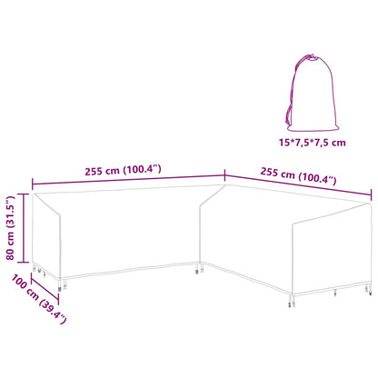 Hoes voor tuinmeubelen Zwart 255 x 255 x 80 cm 600D Oxford Stof