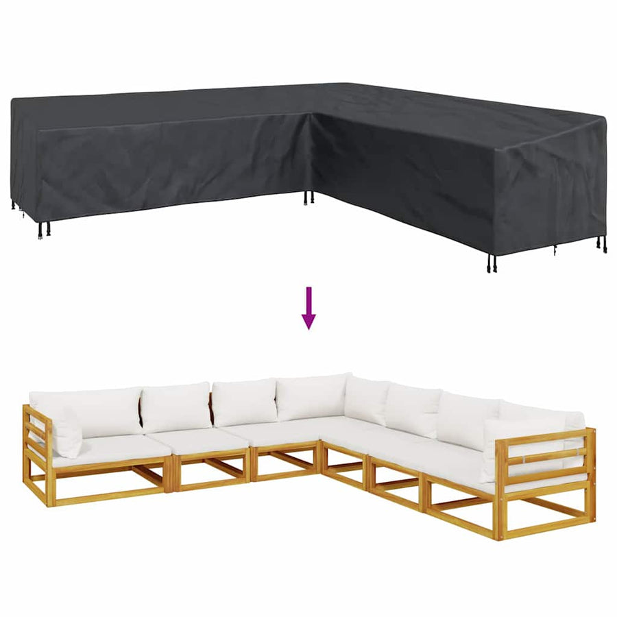 Hoes voor tuinmeubelen Zwart 300 x 300 x 80 cm 210D Oxford Stof