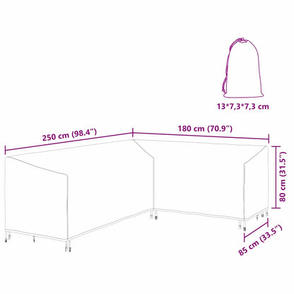 Hoes voor tuinmeubelen Zwart 250 x 180 x 80 cm 420D Oxford Stof