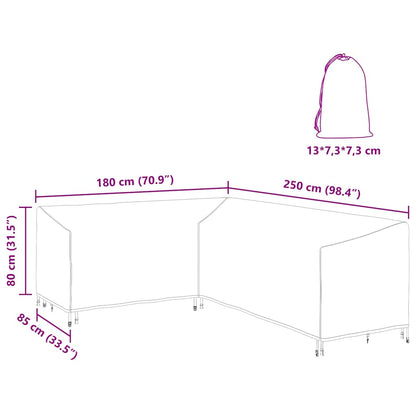 Hoes voor tuinmeubelen Zwart 250 x 180 x 80 cm 420D Oxford Stof
