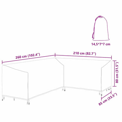 Hoes voor tuinmeubelen Zwart 260 x 210 x 80 cm 210D Oxford Stof