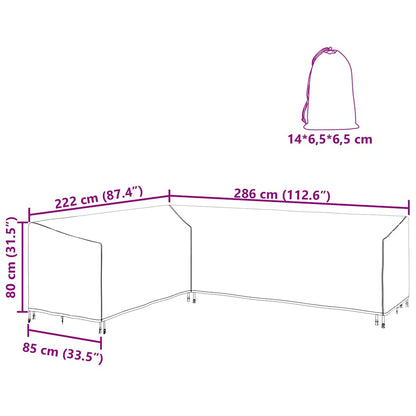 Buitenmeubelhoes Zwart 286 x 222 x 80 cm 210D stof