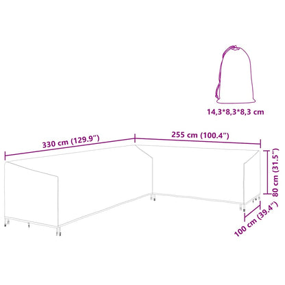 Hoes voor tuinmeubelen Zwart 330 x 255 x 80 cm 210D Oxford Stof