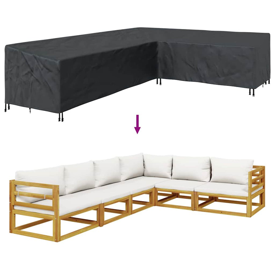 Hoes voor tuinmeubelen Zwart 355 x 275 x 80 cm 420D Oxford Stof