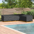 Tuinmeubelhoes L-vorm 355x275x80 cm zwart 600D Oxford