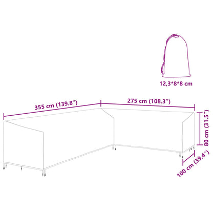 Meubelhoes 355 x 275 x 80 cm 600D Oxford Stof L-vorm Waterdicht