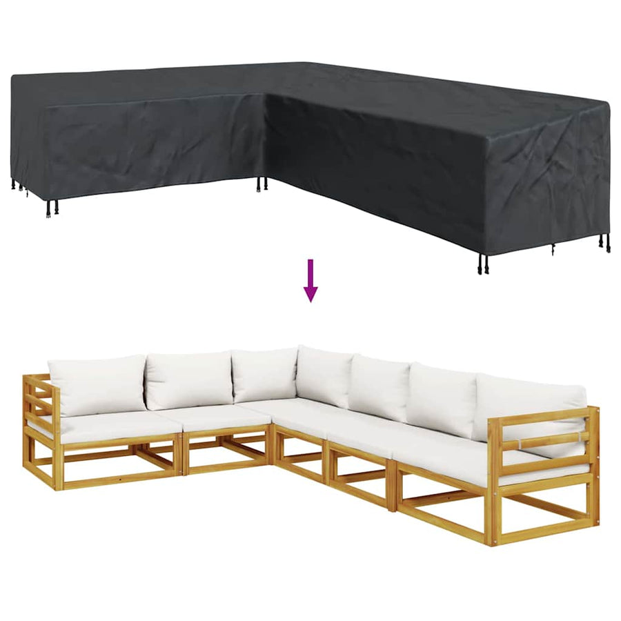 Hoes voor tuinmeubelen Zwart 355 x 275 x 80 cm 210D Oxford Stof
