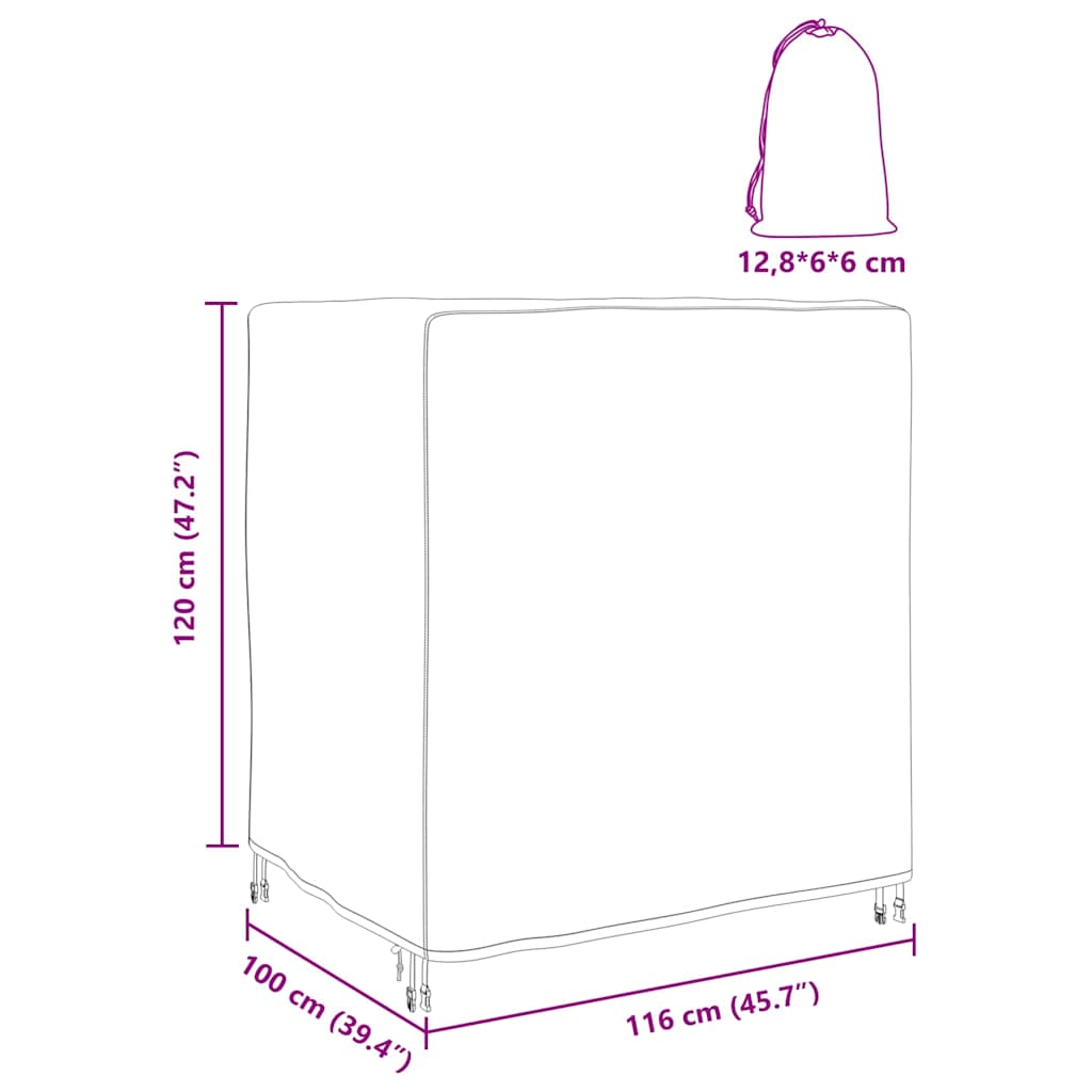 Hoes voor tuinmeubelen Zwart 116 x 100 x 120 cm 420D