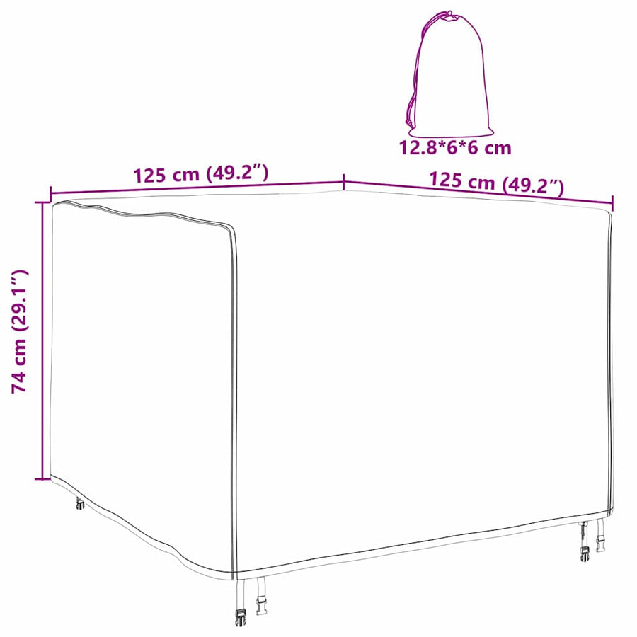 Buitenmeubelhoes Zwart 125 x 125 x 74 cm 420D stof