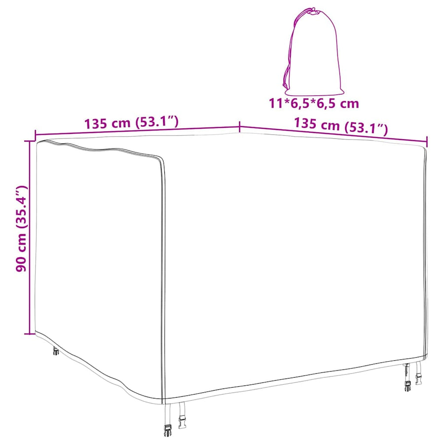 Buitenmeubelhoes Zwart 135 x 135 x 90 cm 210D stof