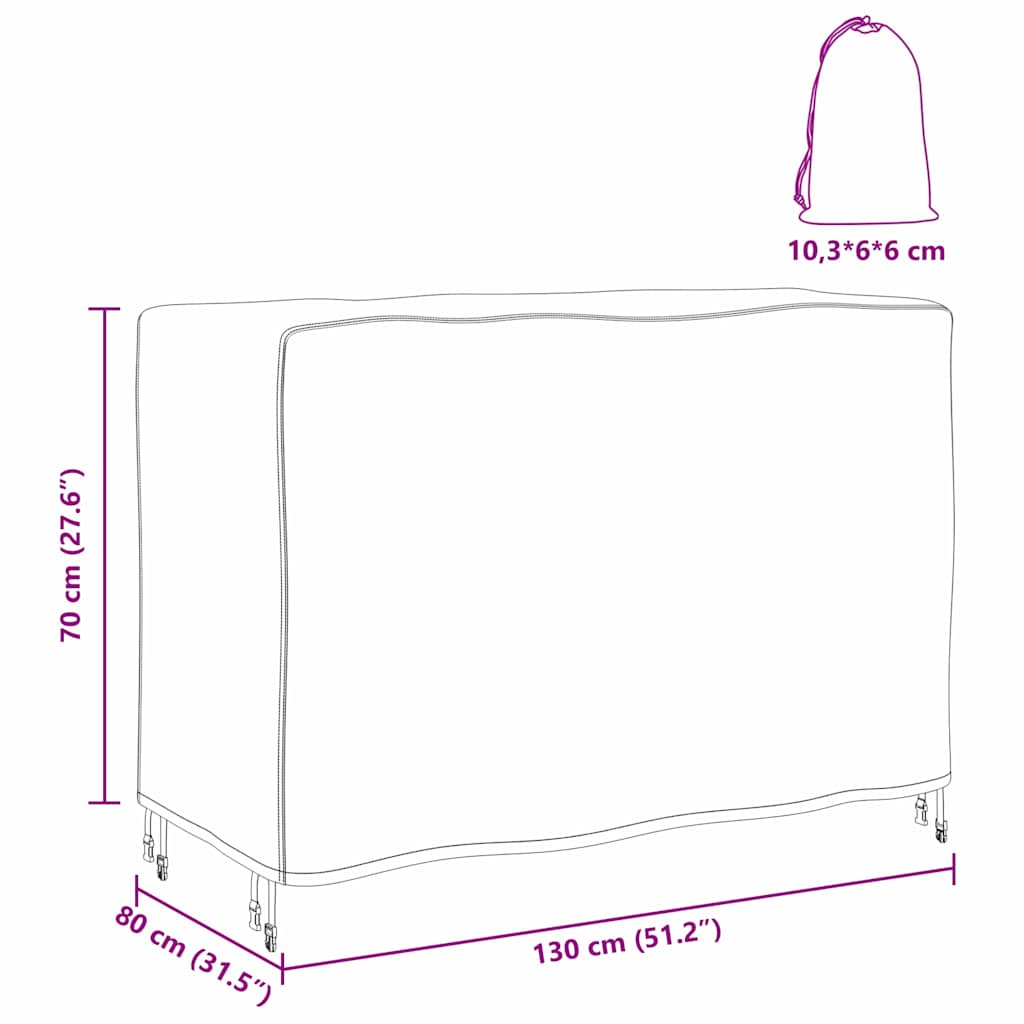 Hoes voor tuinmeubelen Zwart 130 x 80 x 70 cm 210D
