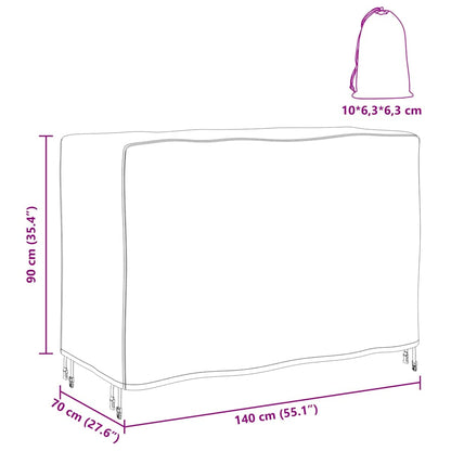 Hoes voor tuinmeubelen Zwart 140 x 70 x 90 cm 210D