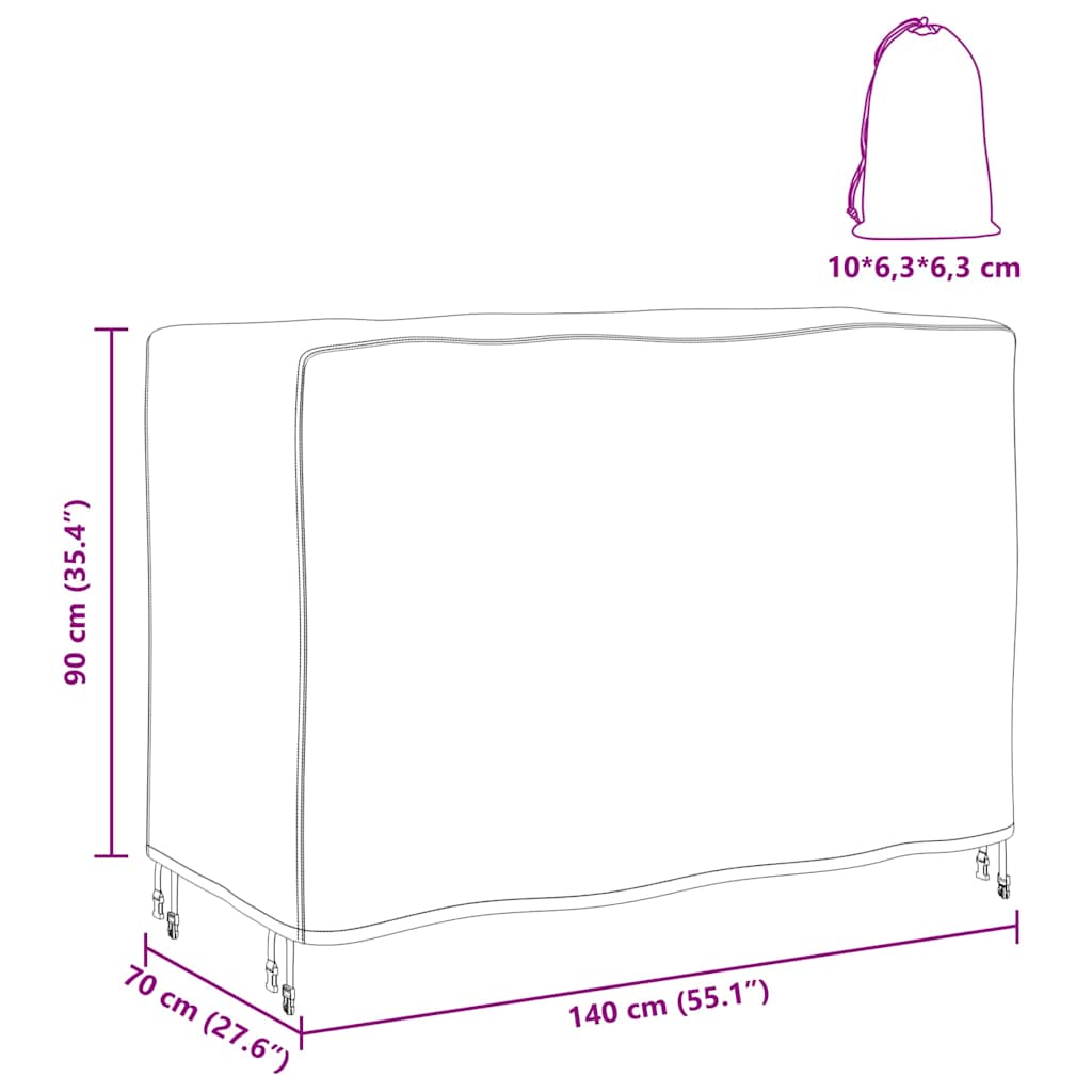 Hoes voor tuinmeubelen Zwart 140 x 70 x 90 cm 420D