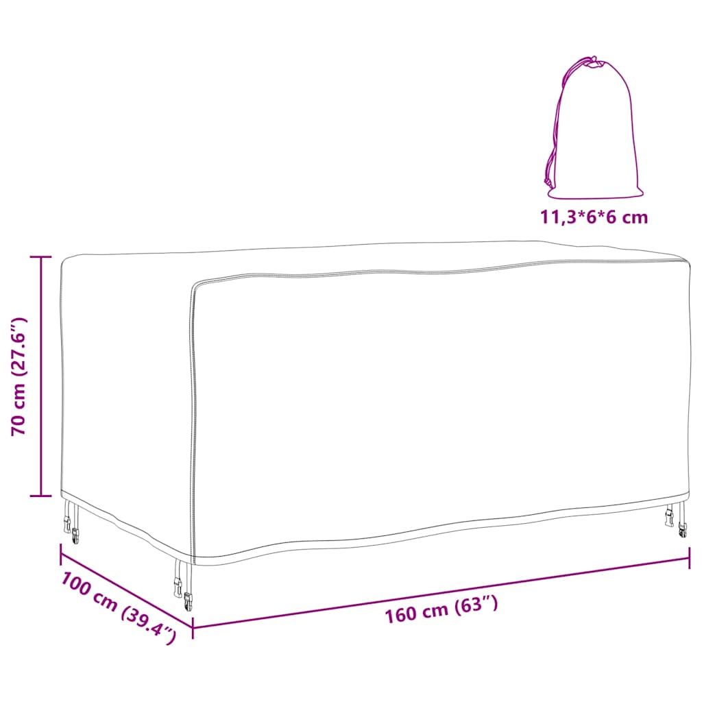Hoes voor tuinmeubelen Zwart 160 x 100 x 70 cm 420D