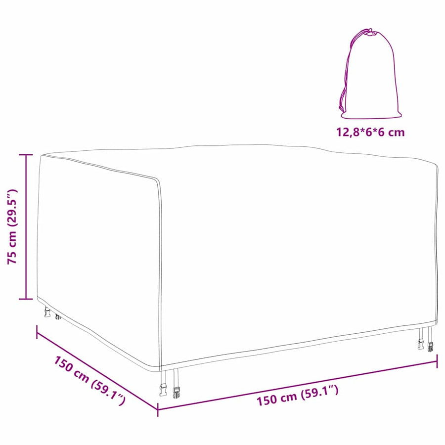 Hoes voor tuinmeubelen Zwart 150 x 150 x 75 cm 210D