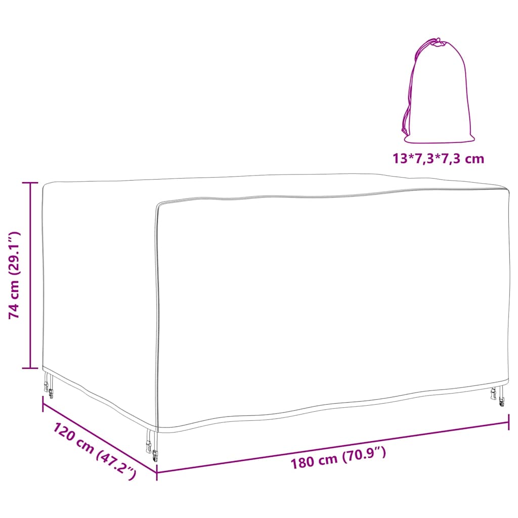 Hoes voor tuinmeubelen Zwart 180 x 120 x 74 cm 420D