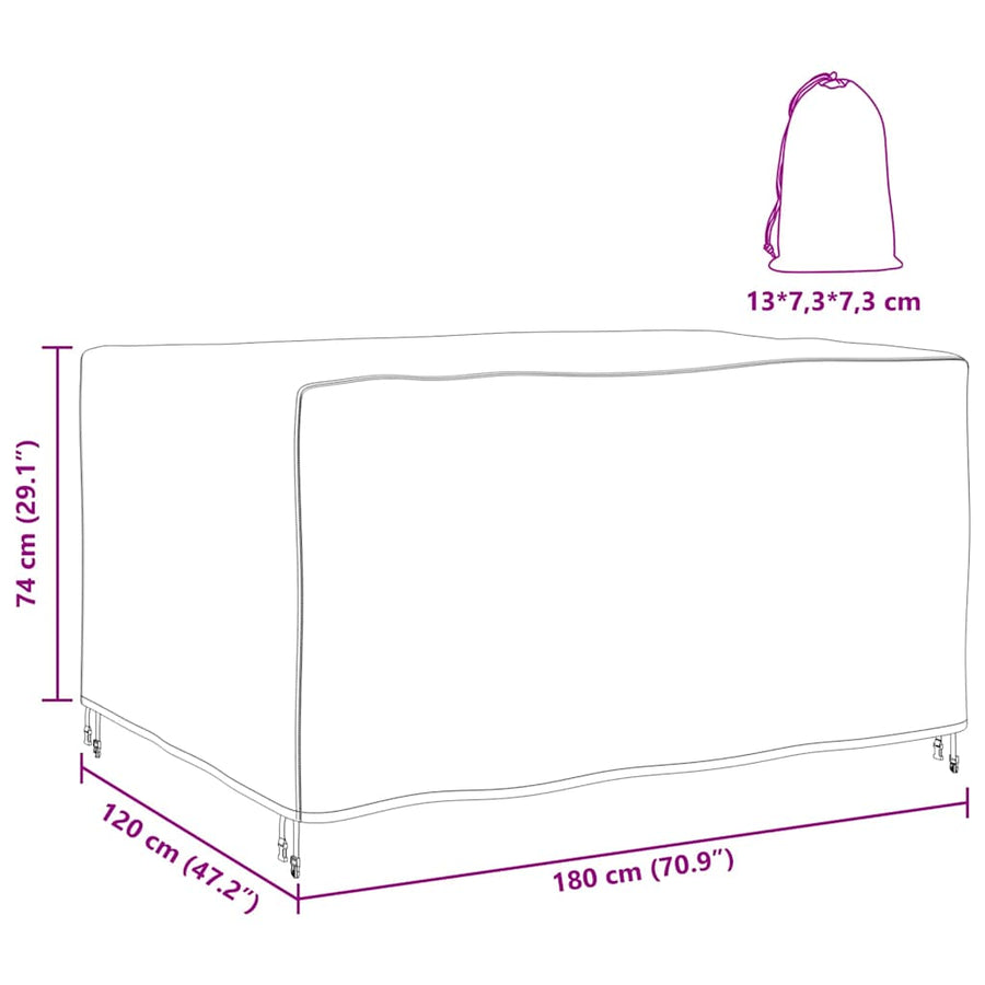 Hoes voor tuinmeubelen Zwart 180 x 120 x 74 cm 420D