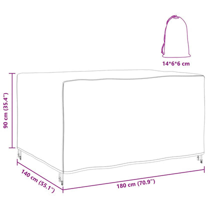 Hoes voor tuinmeubelen Zwart 180 x 140 x 90 cm 210D