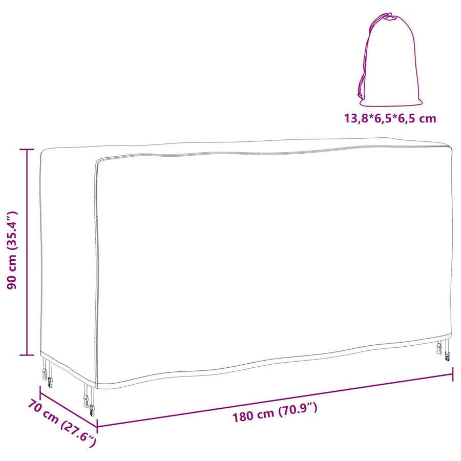 Hoes voor tuinmeubelen Zwart 180 x 70 x 90 cm 210D