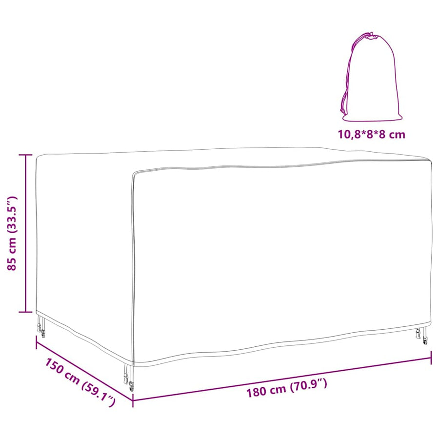 Hoes voor tuinmeubelen Zwart 180 x 150 x 85 cm 420D
