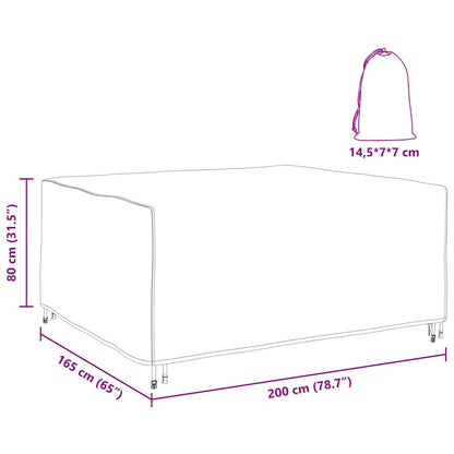 Hoes voor tuinmeubelen Zwart 200 x 165 x 80 cm 600D