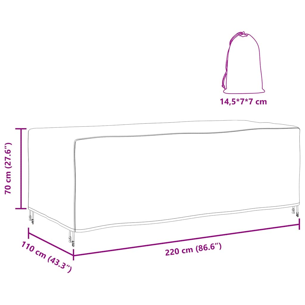 Hoes voor tuinmeubelen Zwart 220 x 110 x 70 cm 420D