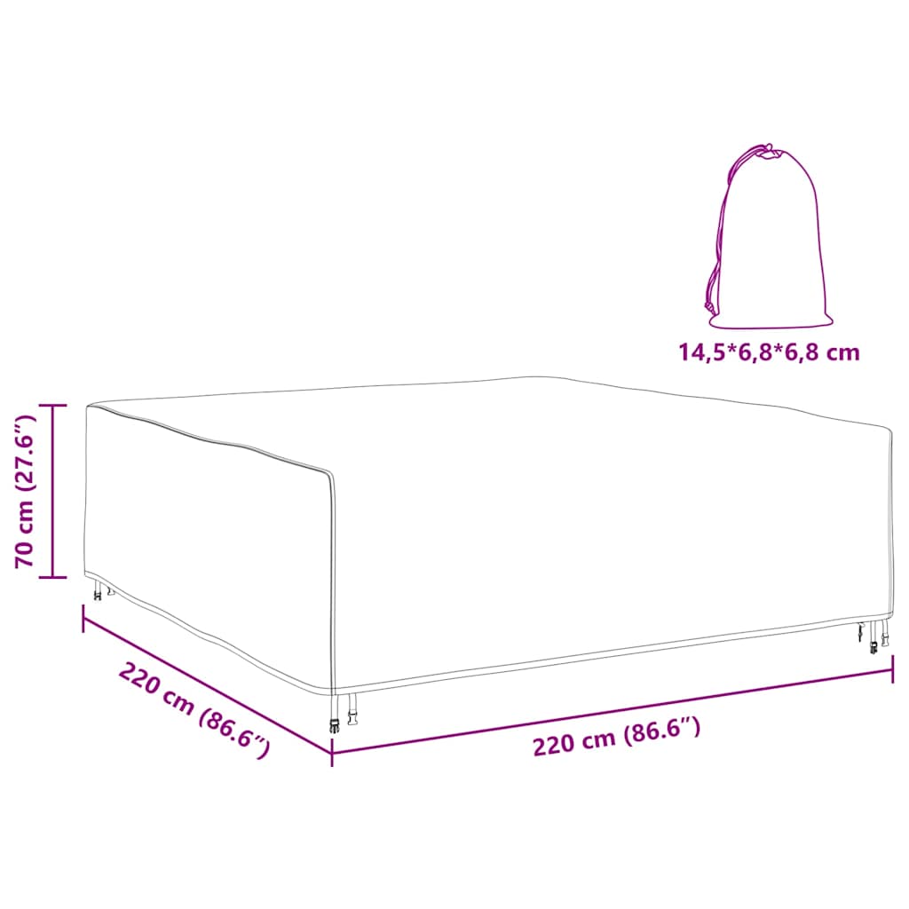 Hoes voor tuinmeubelen Zwart 220 x 220 x 70 cm 210D