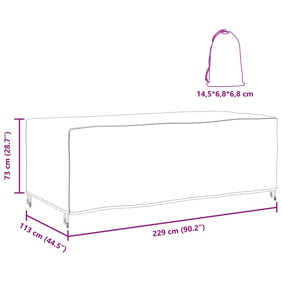Hoes voor tuinmeubelen Zwart 229 x 113 x 73 cm 210D