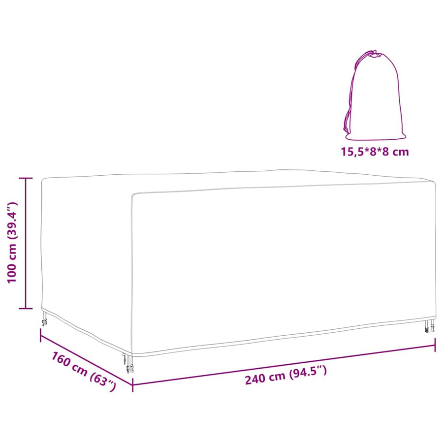 Hoes voor tuinmeubelen Zwart 240 x 160 x 100 cm 210D