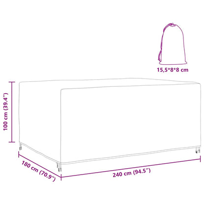 Hoes voor tuinmeubelen Zwart 240 x 180 x 100 cm 210D