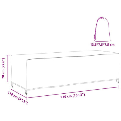 Hoes voor tuinmeubelen Zwart 270 x 110 x 70 cm 210D