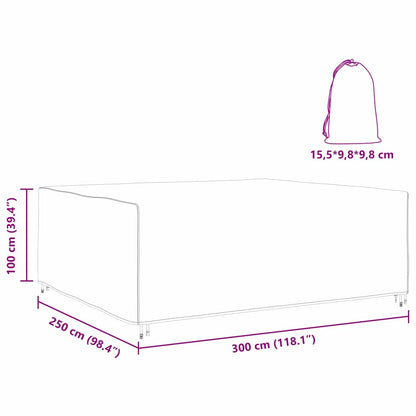 Hoes voor tuinmeubelen Zwart 300 x 250 x 100 cm 600D