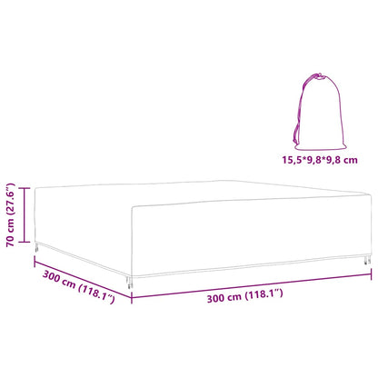Hoes voor tuinmeubelen Zwart 300 x 300 x 70 cm 210D