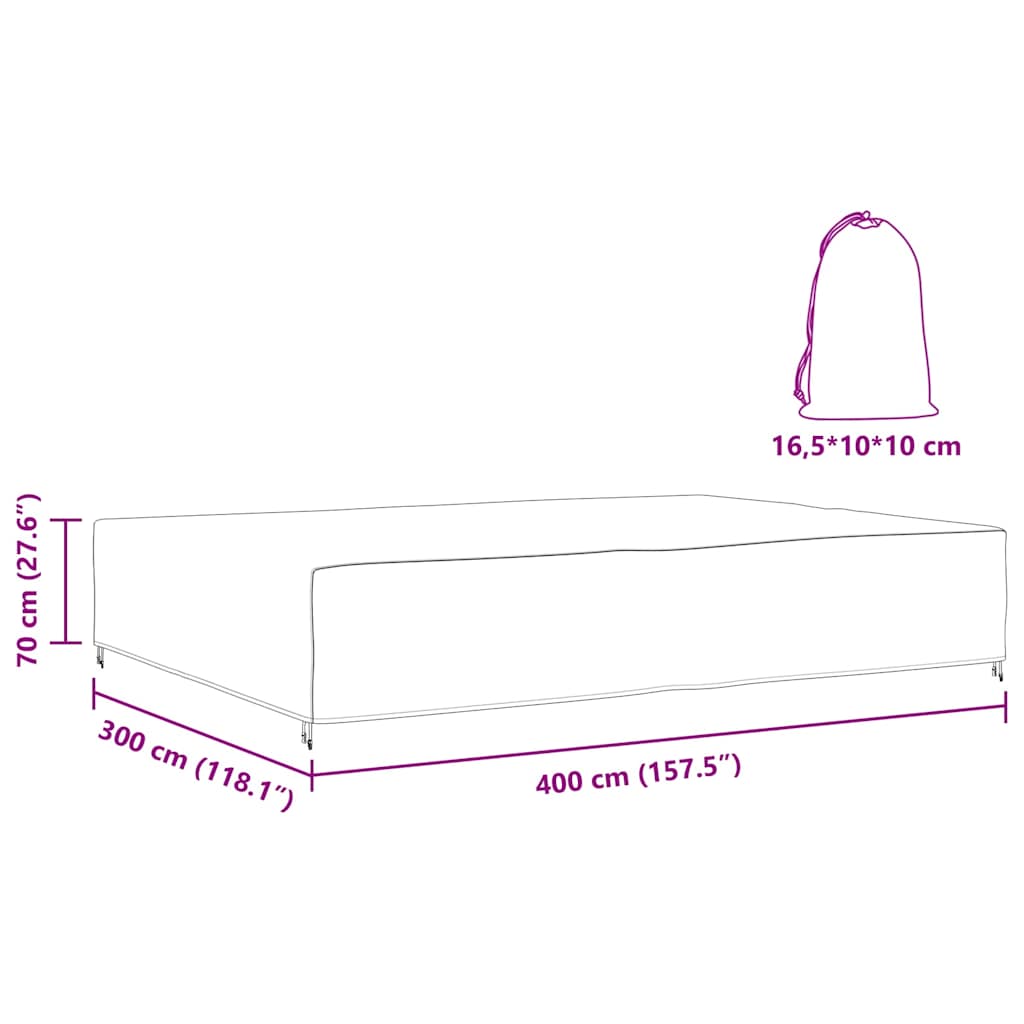 Hoes voor tuinmeubelen Zwart 400 x 300 x 70 cm 600D