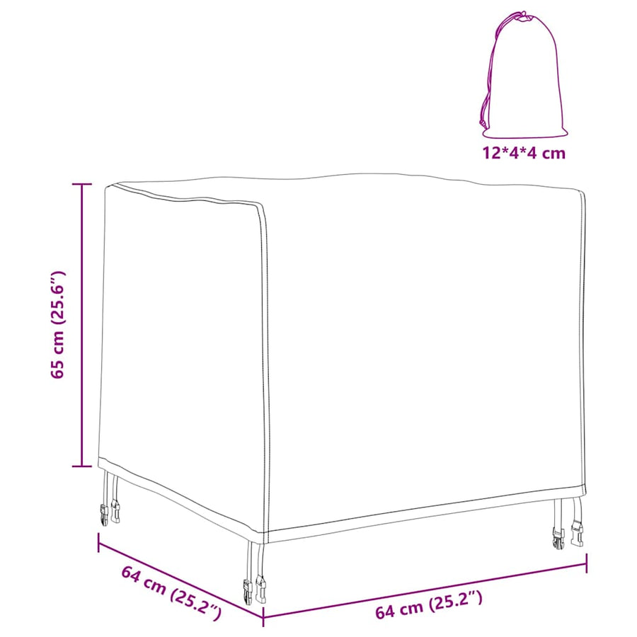 Hoes voor tuinmeubelen Zwart 64 x 64 x 65 cm 210D Oxford Stof
