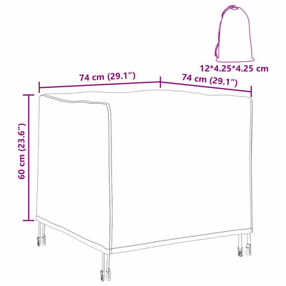 Hoes voor tuinmeubelen Zwart 74 x 74 x 60 cm 600D Oxford Stof